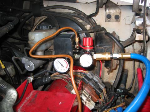 1989 Ford Bronco - 58 dollar air compressor from Sears. Includes pressure switch/regulator/pressure relief valve/blowoff valve/kill switch. Only thing I need…
