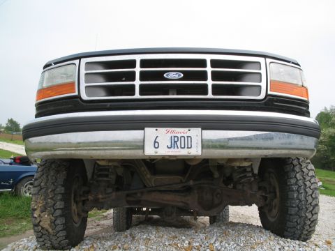 1979 Ford F-150 - Frontal view of a Ford truck, focusing on the grille and suspension system.