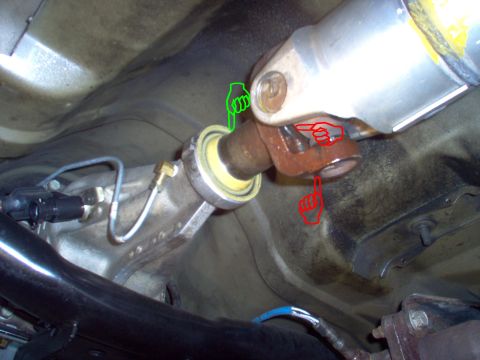 1994 Ford Crown Victoria - Fluid leaks out of the slip-yoke's vent hole in the center behind the U-joint, and drips off the bottom. It also slings onto the underbody.…