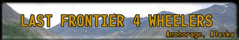 1995 Ford Bronco - A web banner graphic reading "LAST FRONTIER 4 WHEELERS" in yellow block letters over a photo of green Alaskan mountains, with "Anchorage, A…
