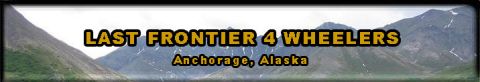 1995 Ford Bronco - A graphic displaying text about a 4-wheeler club in Anchorage, Alaska, set against a mountain backdrop.