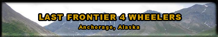 Graphic with text 'LAST FRONTIER 4 WHEELERS' and 'Anchorage, Alaska' over mountains