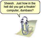 1979 Ford Bronco - A cartoon paperclip character questions how a computer was acquired.