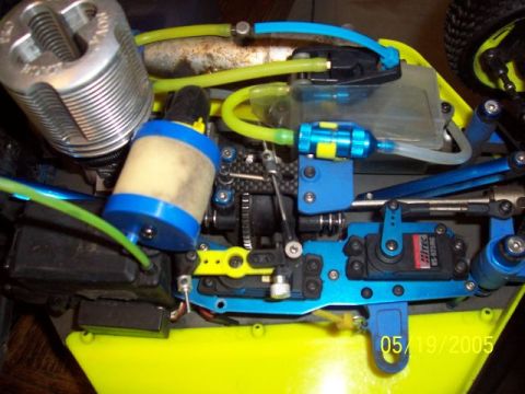 1987 Ford Bronco - The intricate mechanics of a radio-controlled car's engine and chassis are visible in this detailed shot.