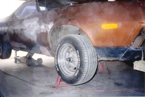 1972 Ford Ranchero - This 1972 Ford Ranchero is in the process of bodywork, showing areas of repair.
