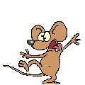 1997 Ford Probe - A cartoon mouse appears startled and is running with its arms flailing.