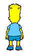 1997 Ford Probe - Cartoon character Bart Simpson shown from the back, wearing a blue t-shirt and shorts.