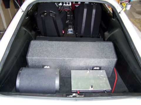 1978 Ford Mustang II - Speaker Box and Sub installed