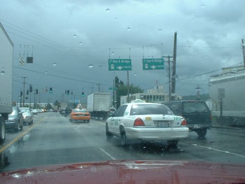 1999 Ford Crown Victoria - Three Vics in a row. Orange Cab, Stita Cab and my car.