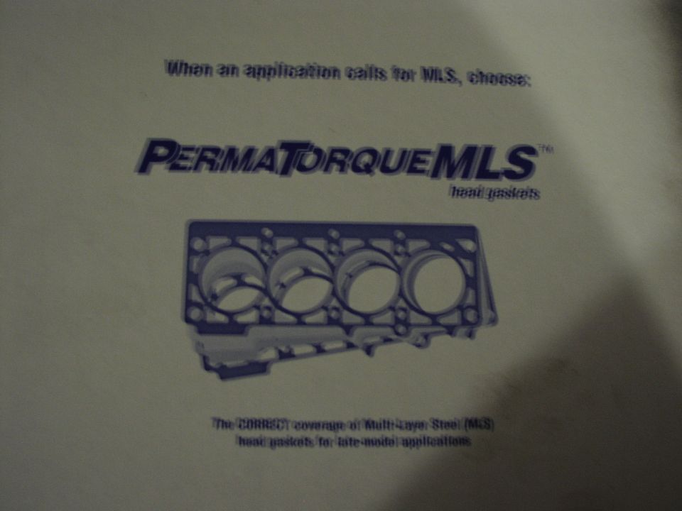 PermaTorque MLS head gasket product literature with gasket illustration