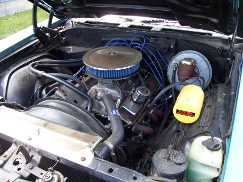 1971 Chevrolet Chevelle - Engine bay of a 1971 Chevrolet Chevelle, showing the V8 engine and various components under the hood.