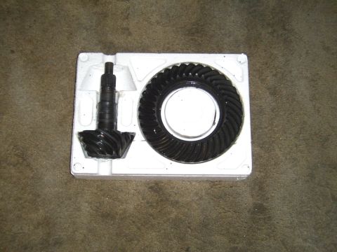 2002 Ford Mustang - Ring and pinion gear set packaged in white foam, ready for installation.