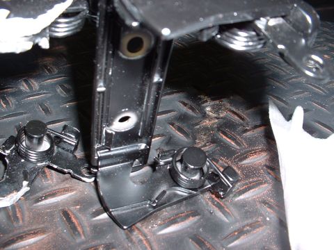 1978 Ford Mustang II - Detail shot of a vehicle's brake pedal mechanism, showing springs and mounting hardware.