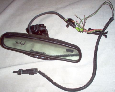 1994 Ford Crown Victoria - AutoDimming Rear View Mirror with compass & temperature. Includes mounting button, wire cover, temperature sensor, and ~1' of wire on each…