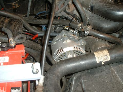 1989 Ford Bronco - nice new 170 amp alternator, what a tight fit....