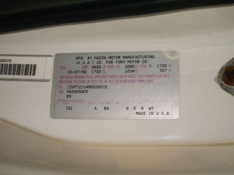1992 Ford Probe - manufacture date