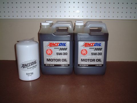 2000 Ford Excursion - AMSOIL oil filter and two gallons of AMSOIL Series 3000 5W-30 motor oil.