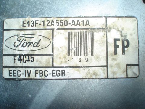 1981 Ford Bronco - Ford EEC-IV FBC-EGR module label with part number E43F-12A650-AA1A and code F4C15.