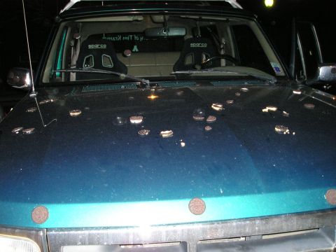 1996 Ford Bronco - This 1996 Ford Bronco's hood is decorated with Oreo cookies.