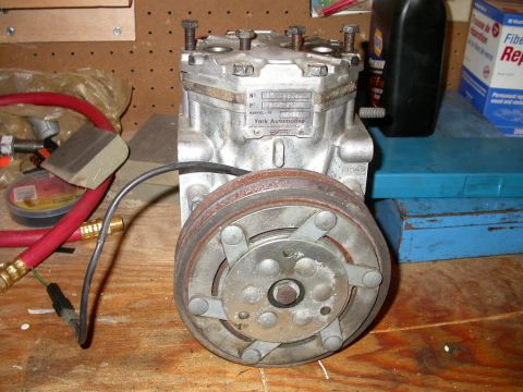 1990 Ford Bronco - York 210 A/C compressor, donated by a defunct '84 Volvo station wagon.