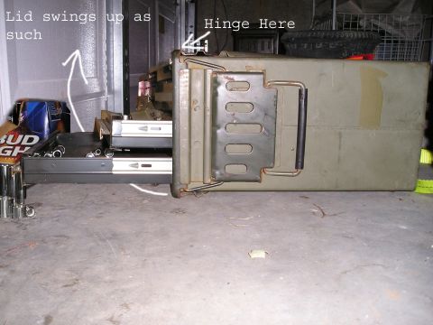 1996 Ford Bronco - Ammo can converted into a portable toolbox with pull-out drawers.