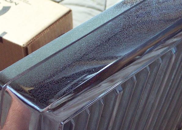 Chrome grille detail with speckled finish
