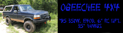 1995 Ford Bronco - This lifted 1995 Ford Bronco features off-road tires and a custom front bumper.