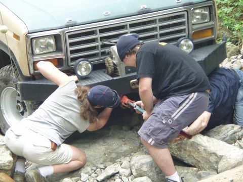 1985 Ford F-150 - try to straighten it... somehow it bent forward and up...