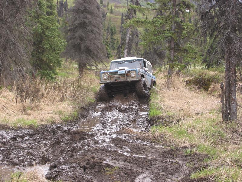 Dave attempting a big hump in the trail. It's short so either a tall rig or some wheel base helps here. He ended up getting high centered and had to take the easy route.