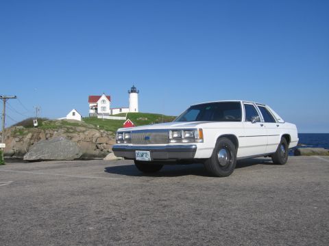 1991 Ford LTD Crown Victoria - A white 1991 Ford Crown Victoria LTD is seen parked near a lighthouse on a sunny day.