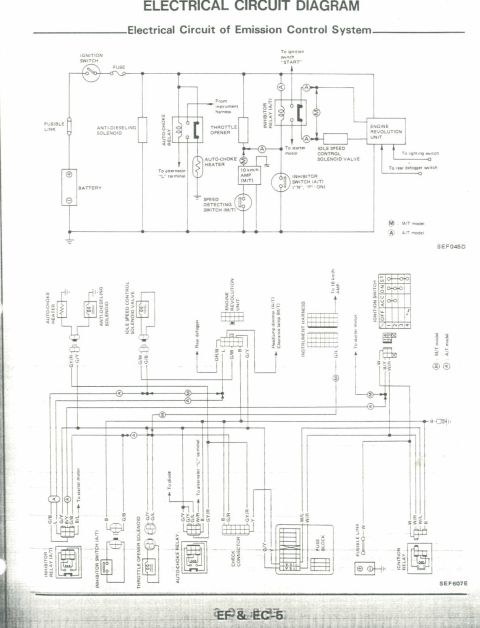 1990 Nissan Micra - This diagram details the electrical circuit of the emission control system.
