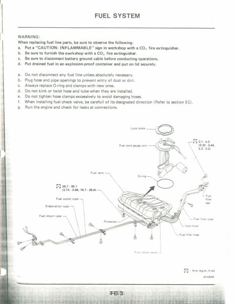 1990 Nissan Micra - Diagram illustrating the fuel system components, including the fuel tank and associated lines.