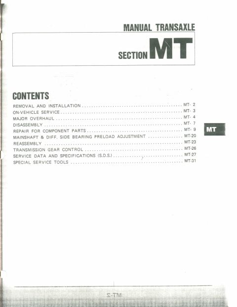 1990 Nissan Micra - This document is a service manual for a manual transaxle, not a 1990 Nissan Micra.