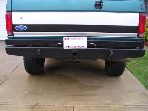 1996 Ford Bronco - Rear view of a 1996 Ford Bronco a custom bumper and North Carolina license plate.