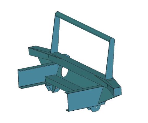 1986 Ford Bronco - Shaded 3D CAD render of a custom fabricated front bumper and winch mount, shown without dimensions or callouts.