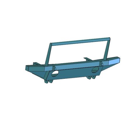 1986 Ford Bronco - Angled 3D CAD render of a custom front bumper fabrication with no dimensions or labels.