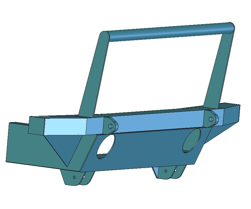 3D CAD render of a custom tubular front winch bumper with hoop guard