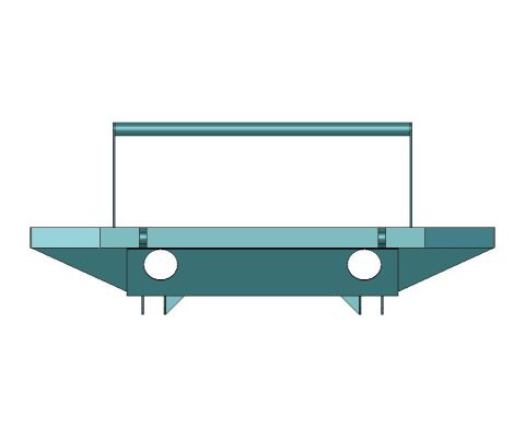 1986 Ford Bronco - Front-elevation 3D CAD render of a custom bumper fabrication shown without dimensions or callouts.