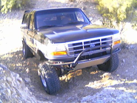 1994 Ford Bronco - This 1994 Ford Bronco is equipped for off-road use with a custom bumper and lifted suspension.