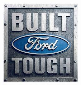 1985 Ford Bronco - Ford 'Built Tough' emblem with logo and website address visible.