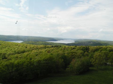 1992 Ford Taurus - A scenic view of a lake and lush green forest on a partly cloudy day.
