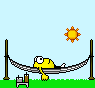 1979 Ford F-150 - A whimsical scene depicts a frog enjoying a leisurely day in a hammock, with a small table and chairs nearby.