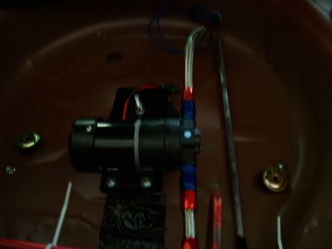 2003 Ford Mustang - Diff cooler pump in place and plumbed.