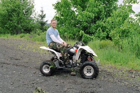 1977 Ford F-150 - One happy military dude with his recovered quad.