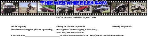 1979 Ford Bronco - Collage of vehicles and text promoting TheWebWheeler.com website.