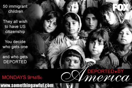 1986 Ford Bronco - This image is a promotional poster for a show titled 'Deported by America', a group of children and text related to immigration policy.