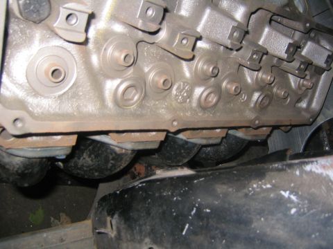 1978 Ford Bronco - Engine block detail with exhaust ports visible, part of a larger build.