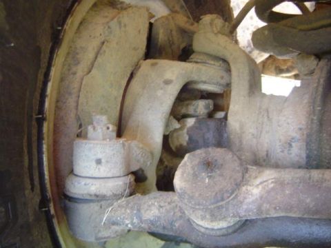 1979 Ford Bronco - Front suspension steering linkage and ball joints are visible in this close-up shot.