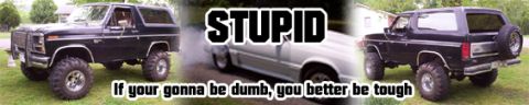 1996 Ford Bronco - This lifted Ford Bronco is shown from the front-right, with text overlaying the image. The registry claims it is a 1996 model, but the body…