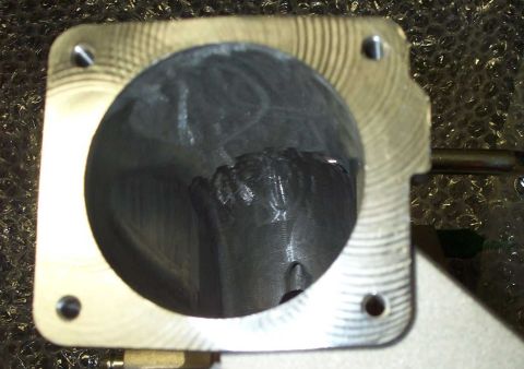 1998 Ford Crown Victoria - Close-up of a modified intake manifold plenum, likely for performance enhancement.